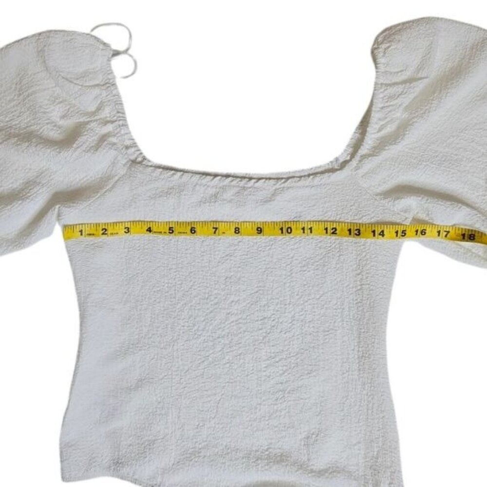 ASTR white crepe puff sleeve square neck body suite size medium - Picture 12 of 14